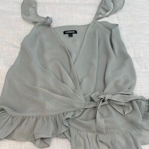 Express Women's Gray Wrap Top